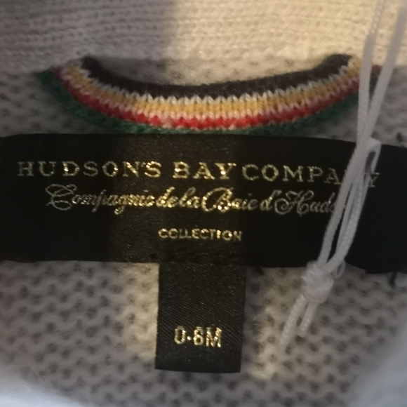 Cashmere Hudson's Bay stripes Baby sweater & cotton Onsie, Sz 0-6m - Picture 7 of 8